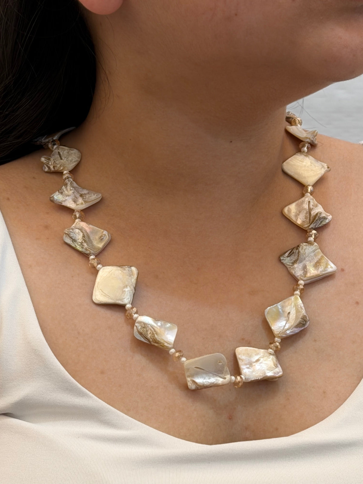 Pearl Shell Necklace & Earring Set - view 2
