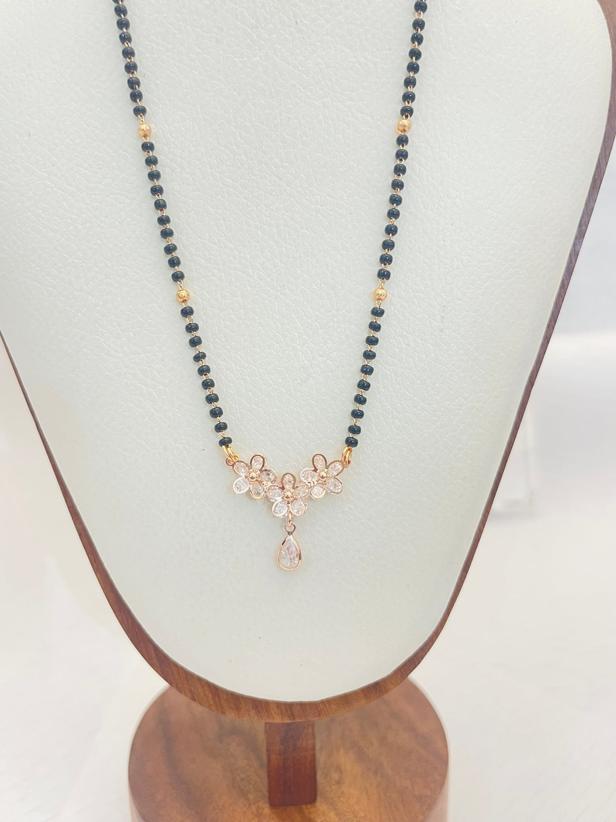 Rose Gold Floral Drop Mangalsutra - view 2