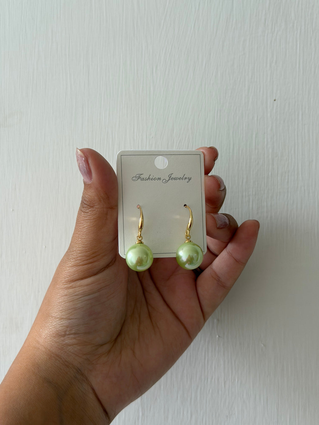 Sage Green Pearl Earring - view 2