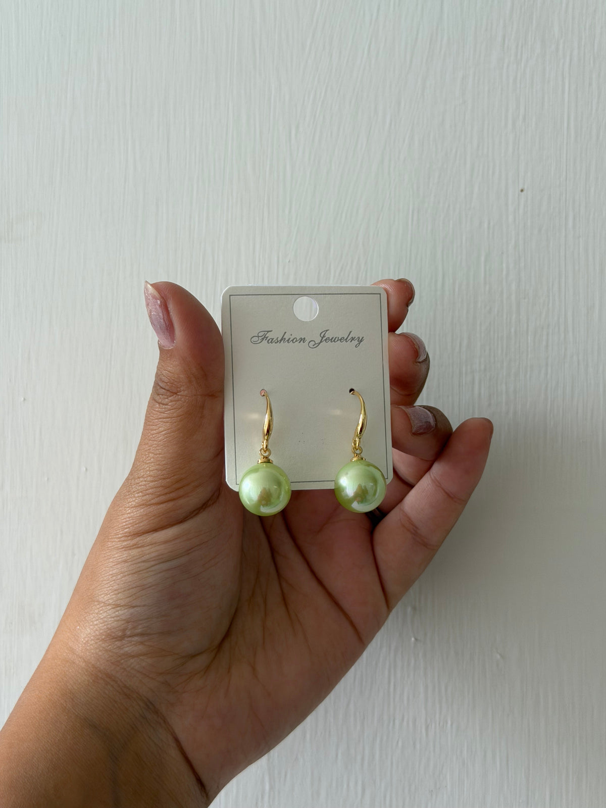 Sage Green Pearl Earring - view 2