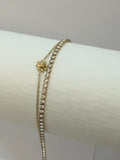 Layered Tennis & Chain Floral Bracelet