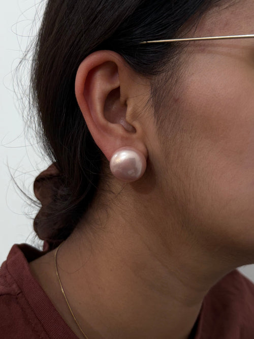 Blush Pink Pearl Earrings - view 2