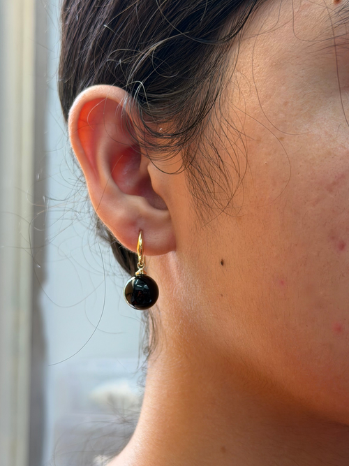 Classic Black Pearl Earrings - view 2