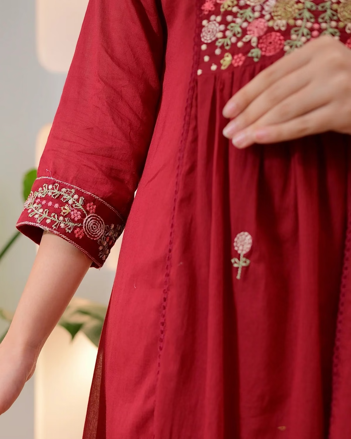 Chitrika Red Women's red embrodiered Kurta Pant Set With Dupatta
