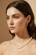 White Pearl Necklace With Earrings DB00137