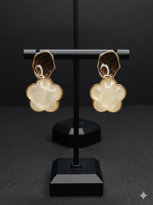 Black & White Flower Earrings - view 2