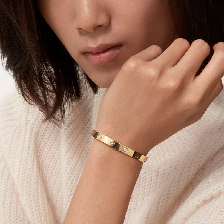 Stainless Steel Cubic Zirconia Zircon Gold Plated Bracelet - view 2