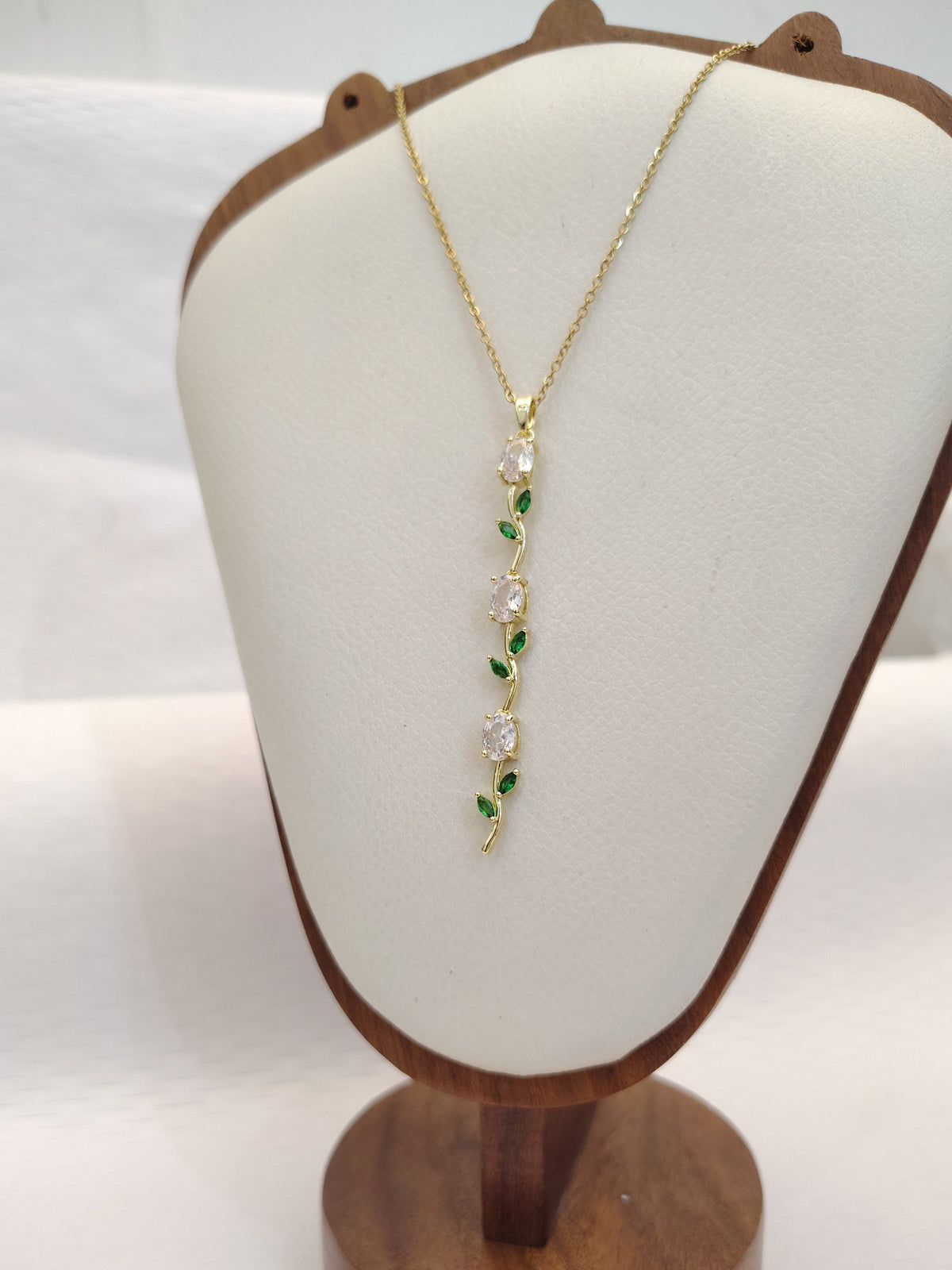 White Green Whimsical Tulip Necklace