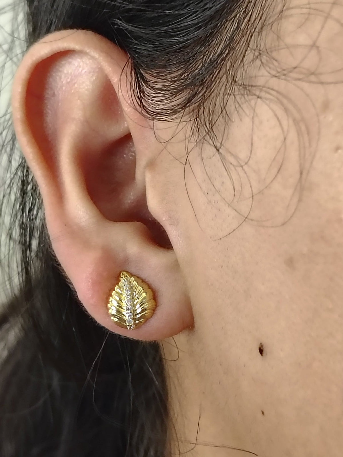 Golden Fern Studs - view 2