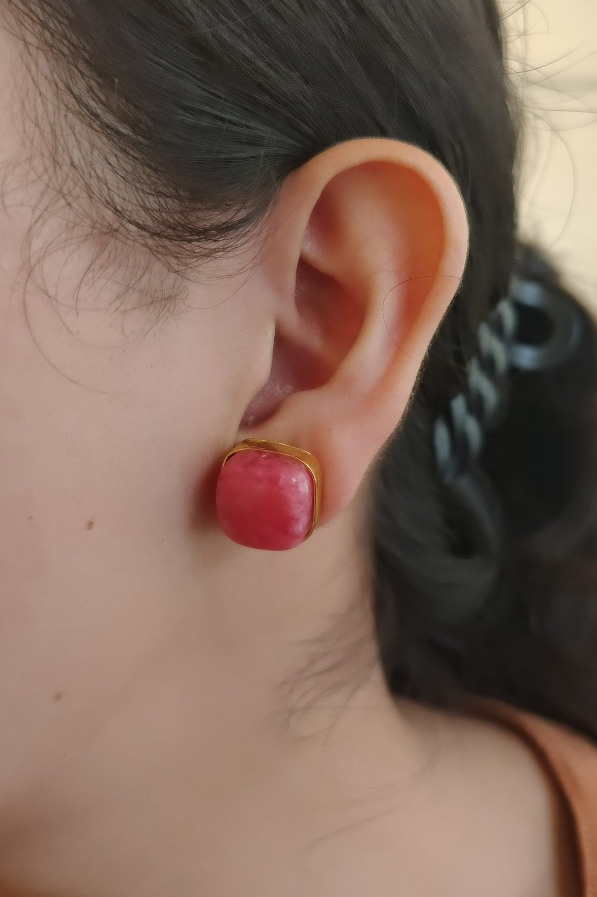 Ruby Flush Square Studs - view 2