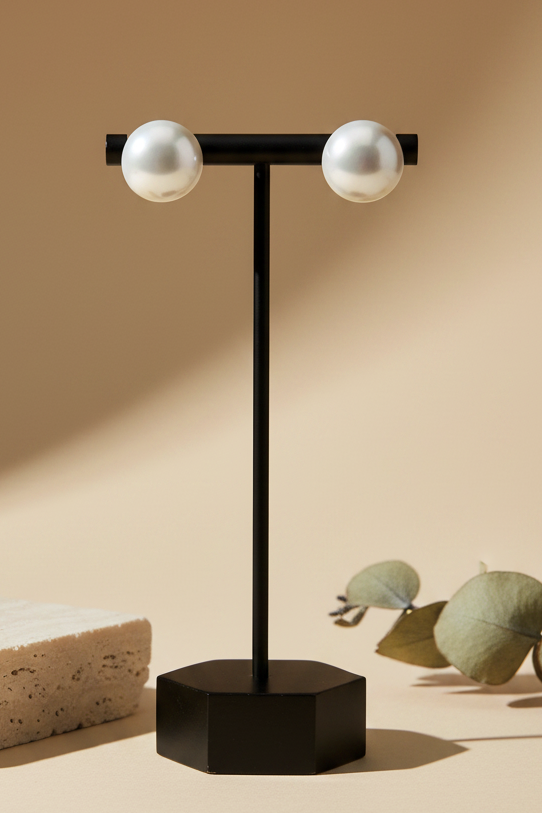 White Pearl Earrings - view 2