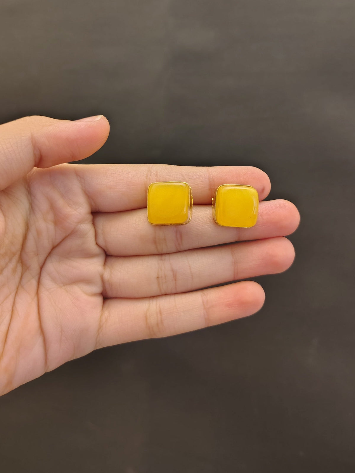 Amber Honey Square Studs - view 2