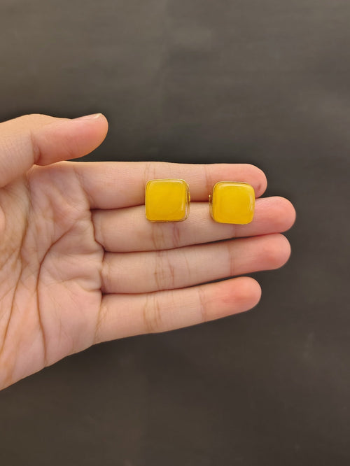 Amber Honey Square Studs - view 2