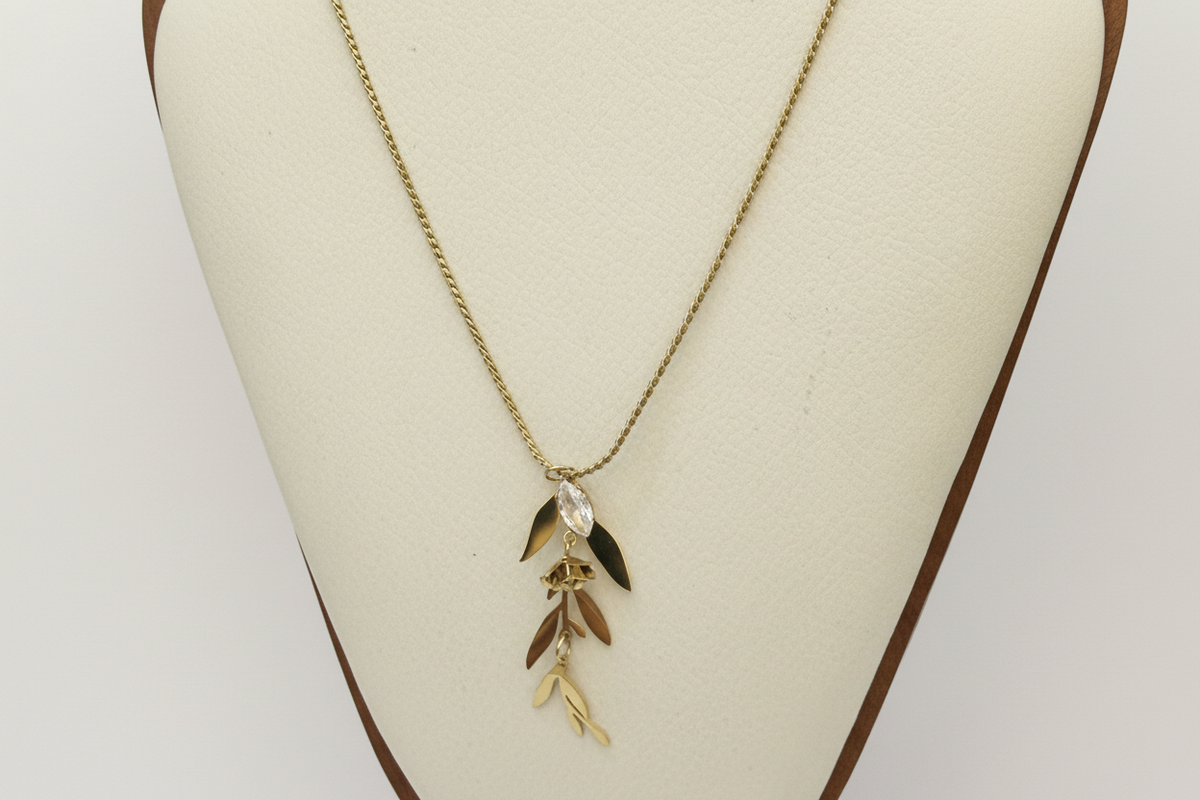Leafy Flower Pendant Necklace - view 2