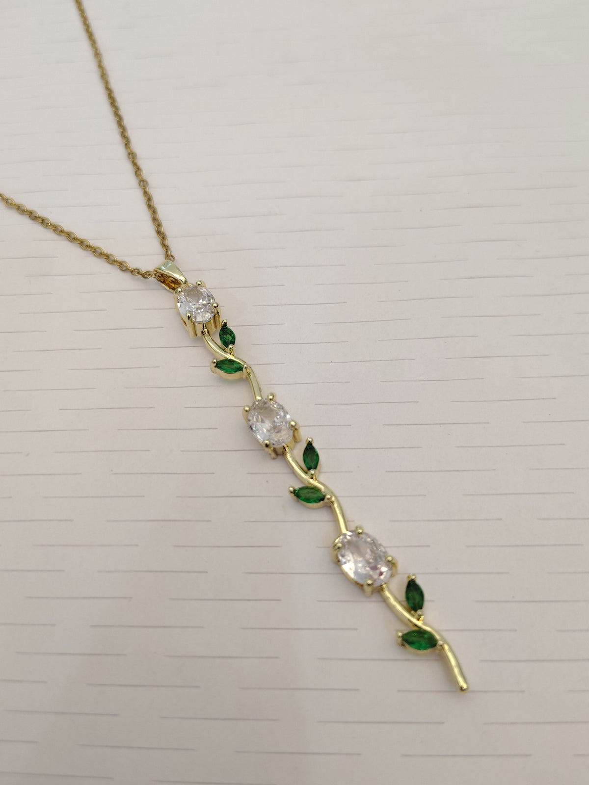 White Green Whimsical Tulip Necklace - view 2