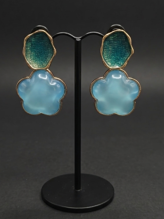 Blue Flower Earrings - view 2