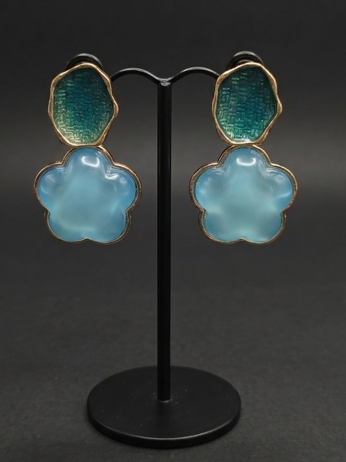 Blue Flower Earrings - view 2