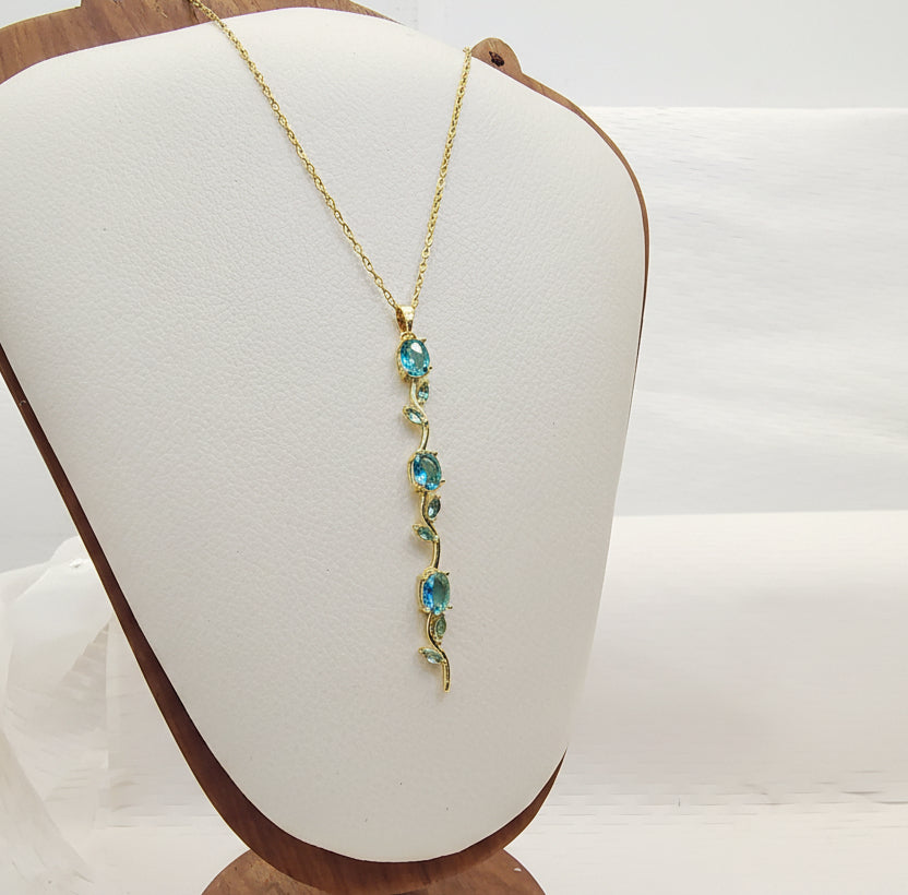 Ocean Blue Whimsical Tulip Necklace
