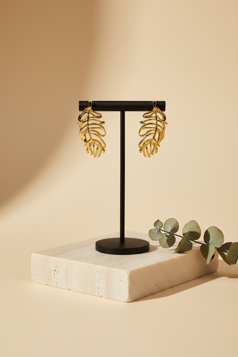Golden Leaf Shade Earrings - view 2