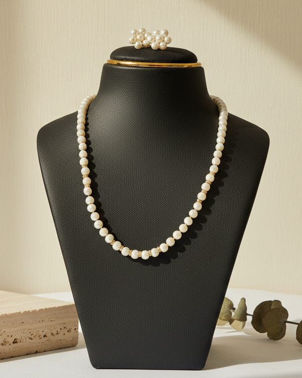 Classic White Pearl With Earrings - view 2