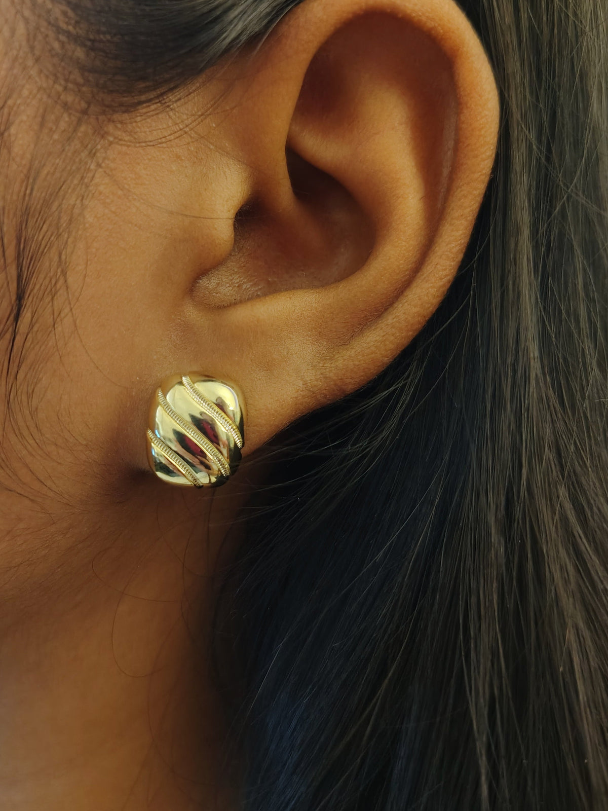 Sculpted Swirl Button Earrings - view 2