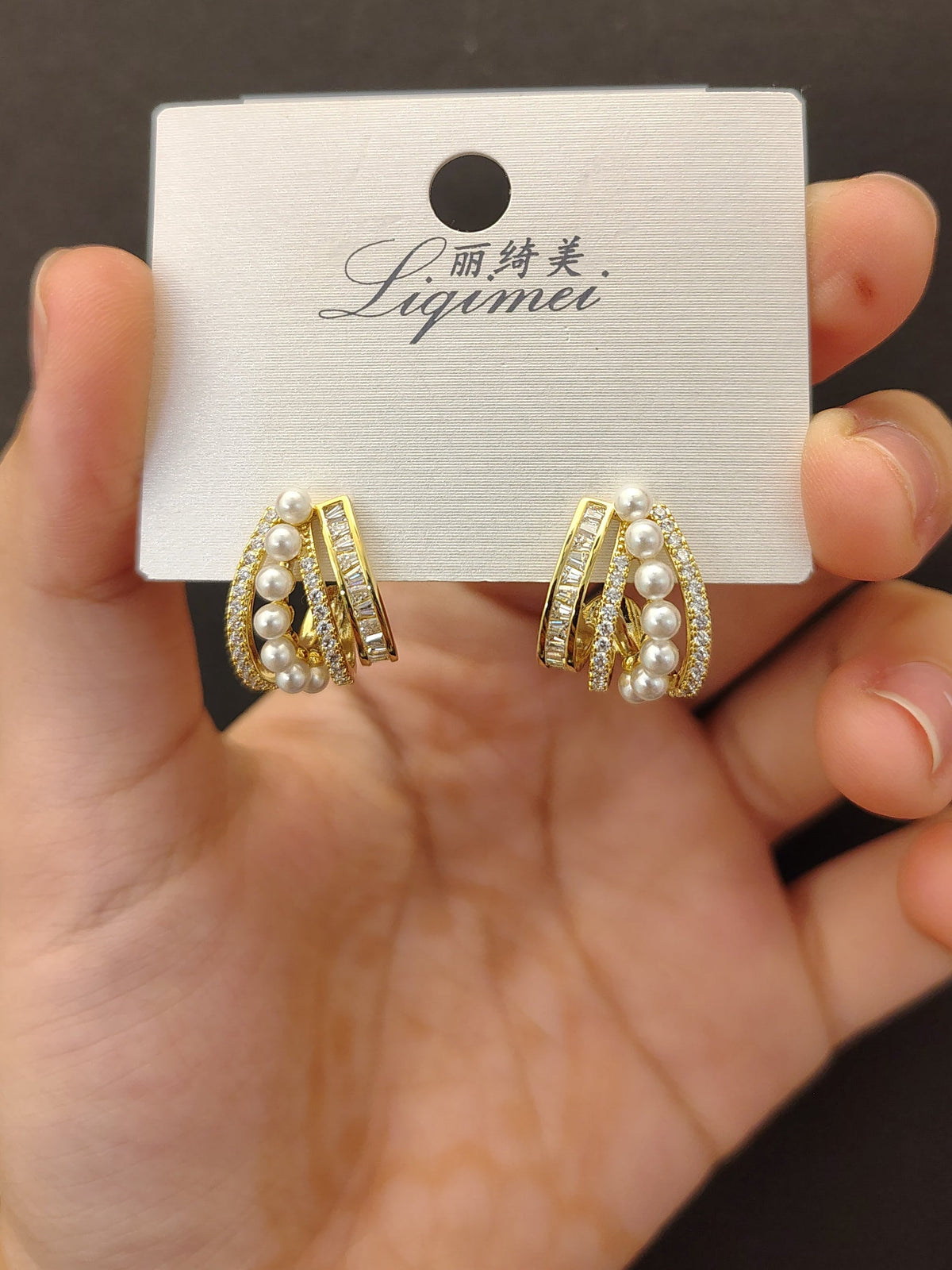 Multi Band Pearl Studs - view 2