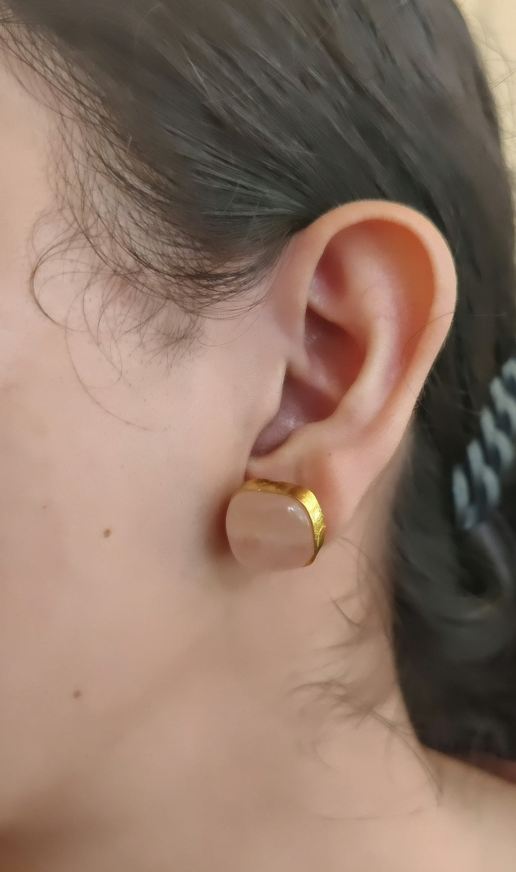 Soft Pink Square Studs - view 2