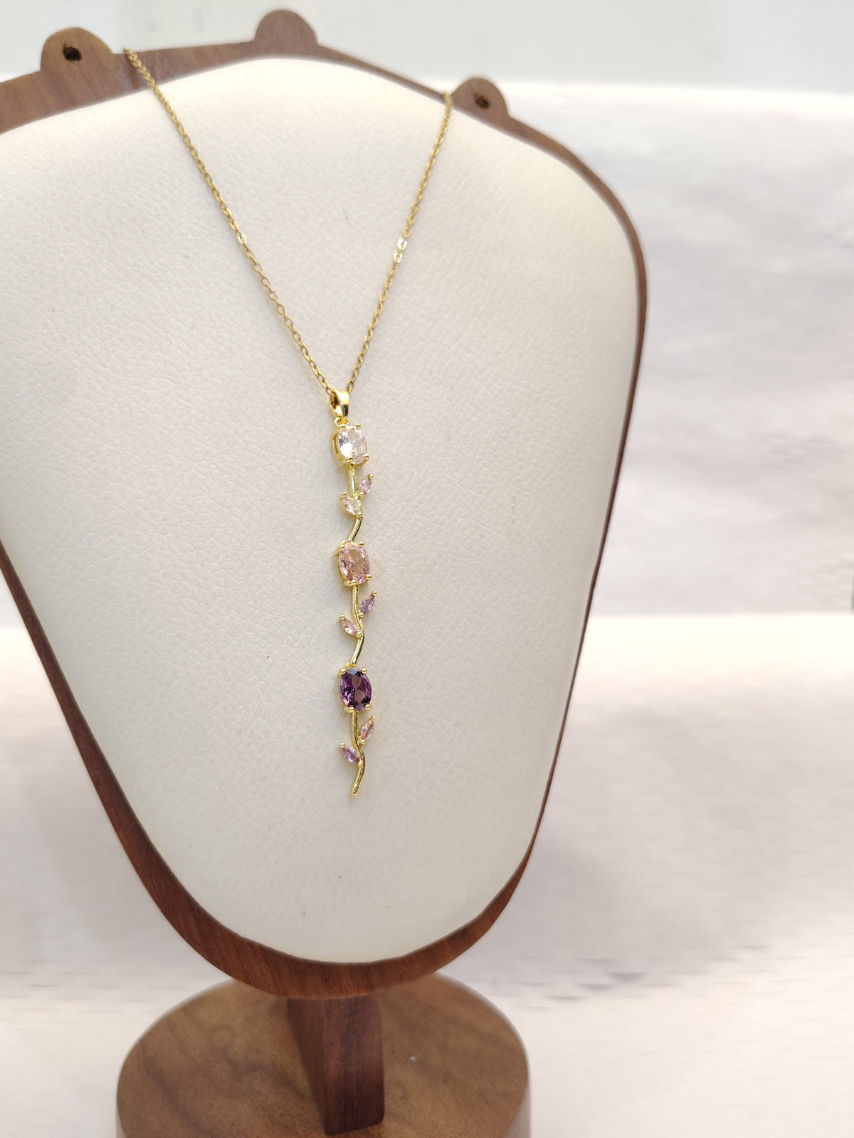 White Pink Purple Whimsical Tulip Necklace