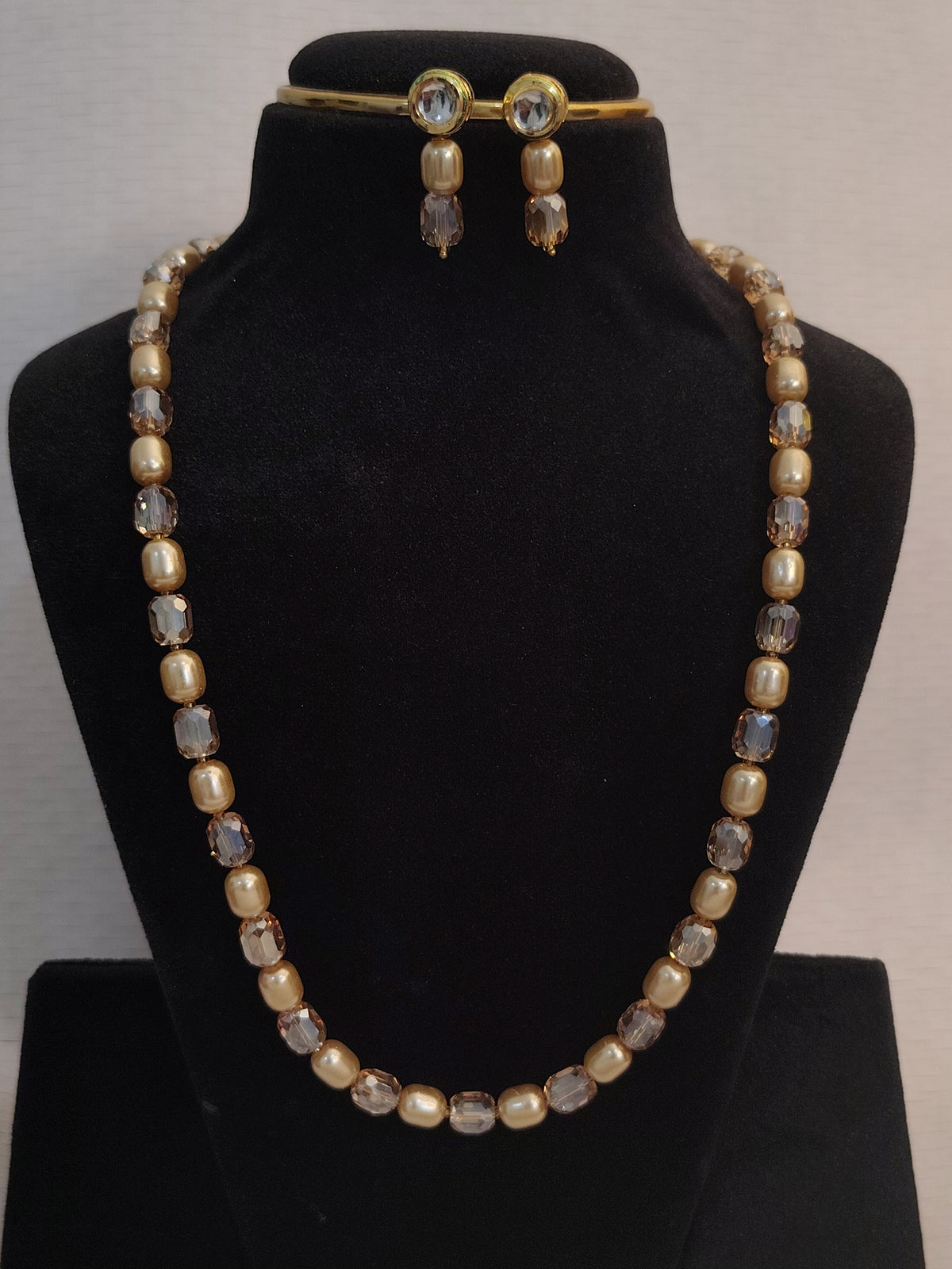 Champagne Crystal & Pearl Beaded Set - view 2