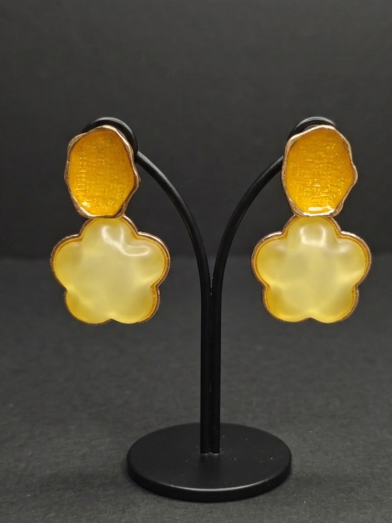 Yellow Flower Earrings - view 2