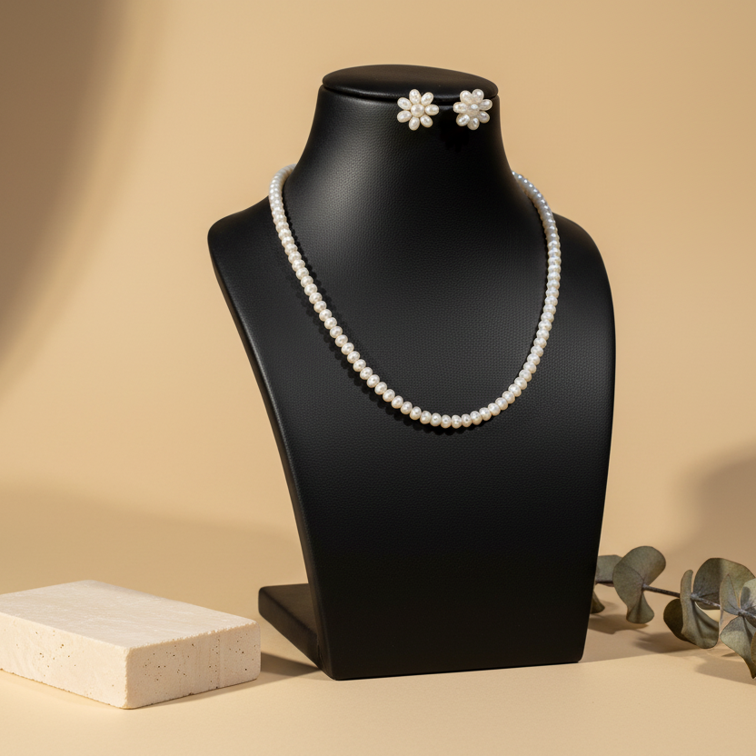 White Pearl With Matching Earrings DB00321 - view 2