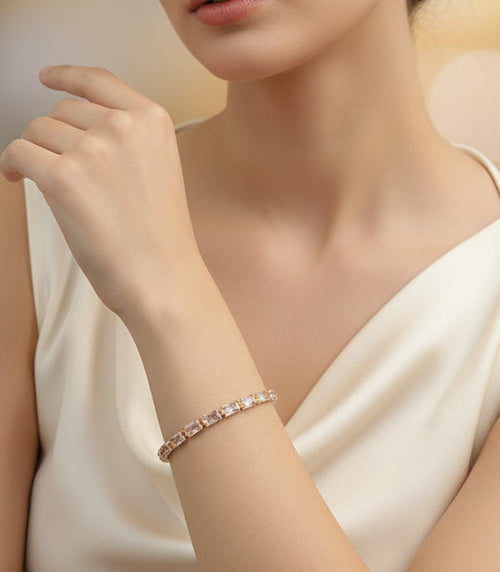 Blush Elegance Tennis Bracelet - 16cm Small Size