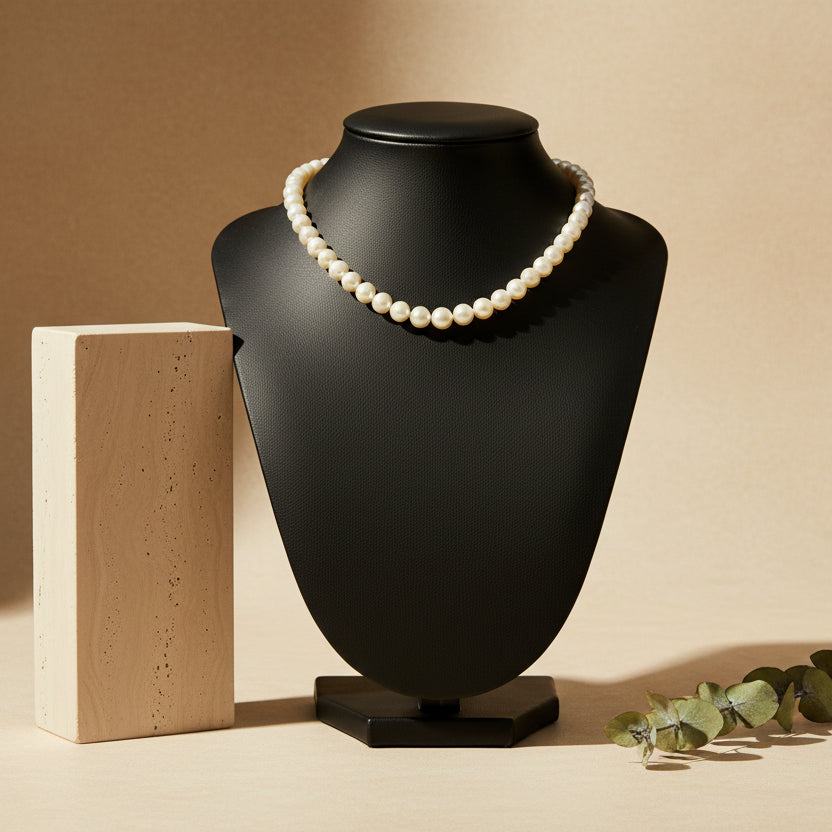 Elegant Cream Pearl Necklace - view 2
