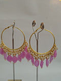 Golden Metal Hoop With Lilac Stone