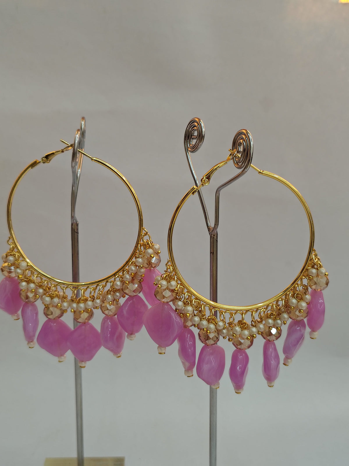 Golden Metal Hoop With Lilac Stone