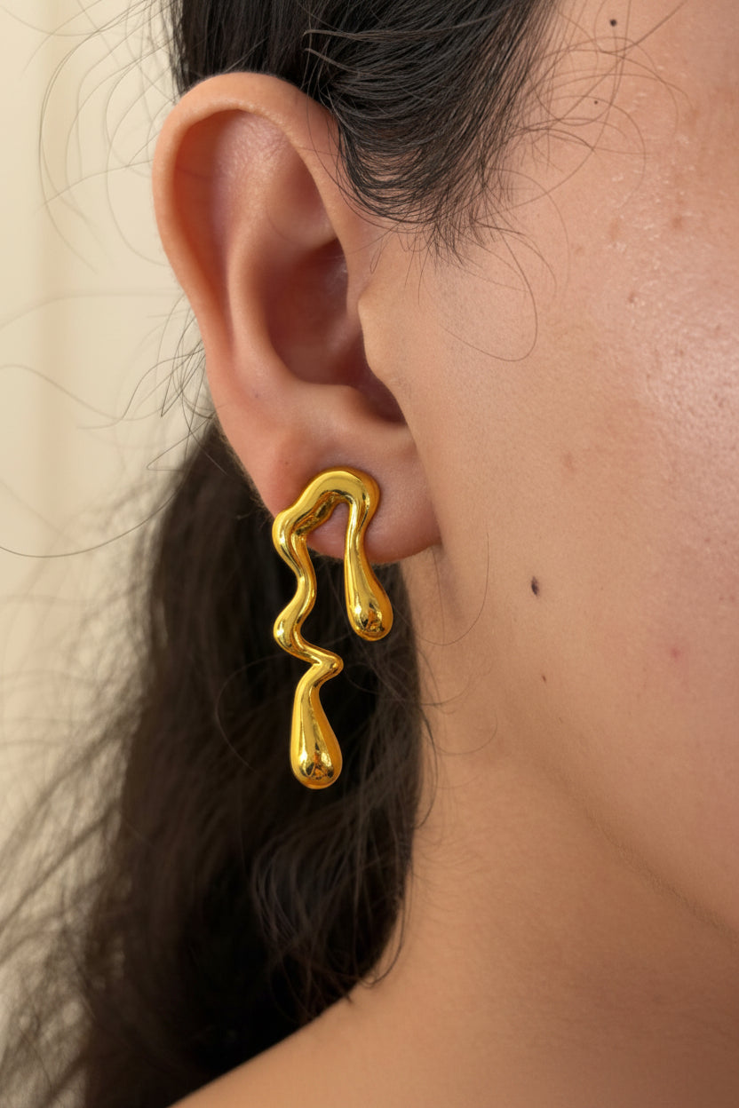 Melted Gold Earrings - view 2