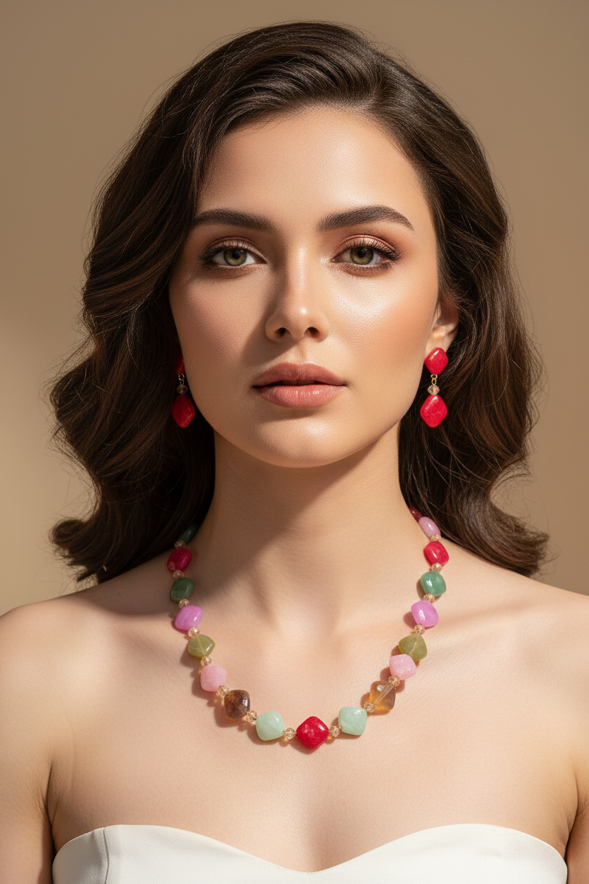 Pearl Multicolour with Earrings - view 2