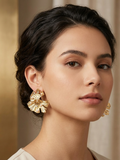 Pearl Leaf Statement Earrings