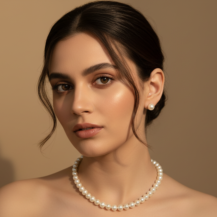 White Pearl With Matching Earrings DB00139