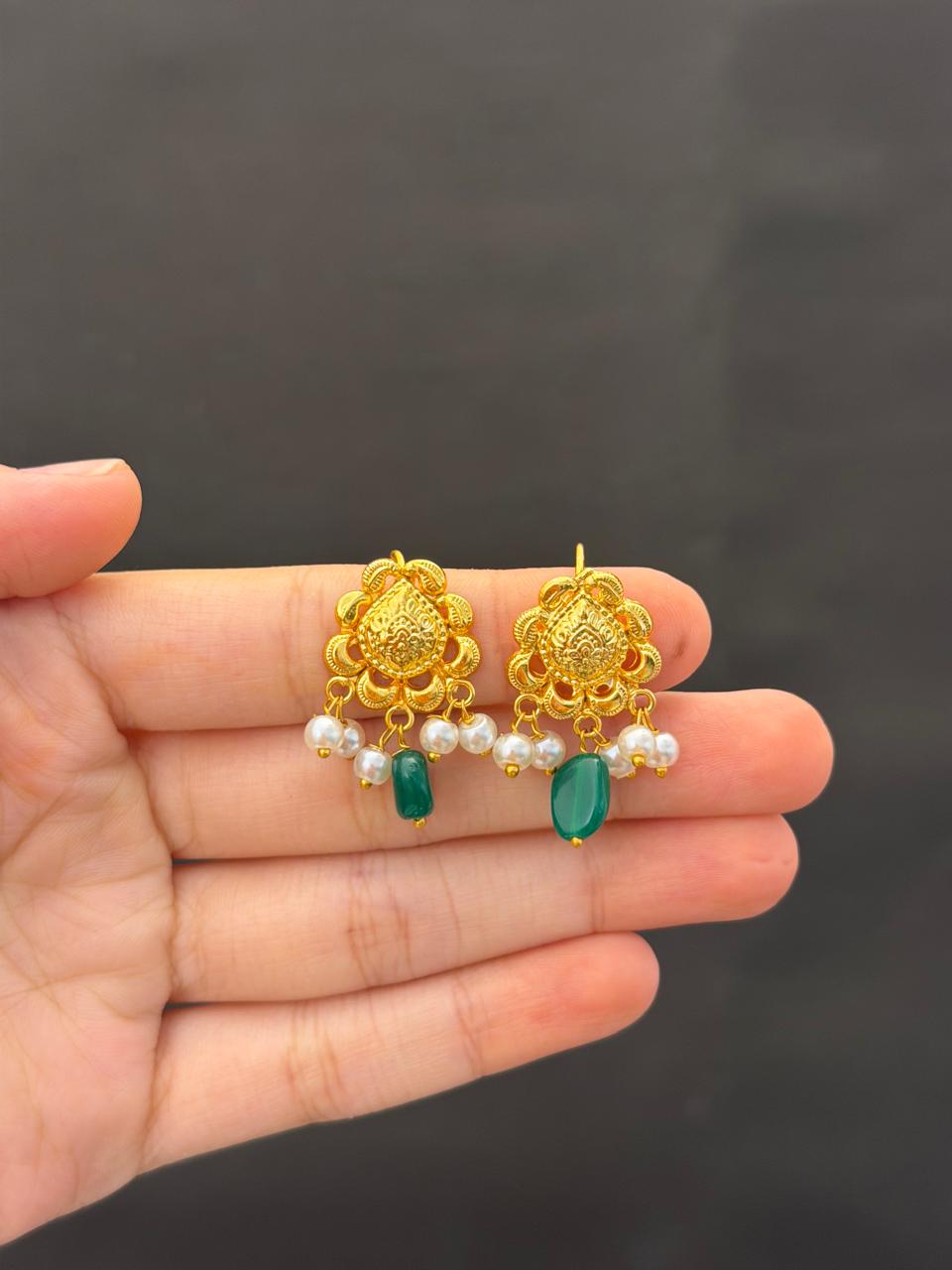 Royal Emerald Drop Earrings - view 2