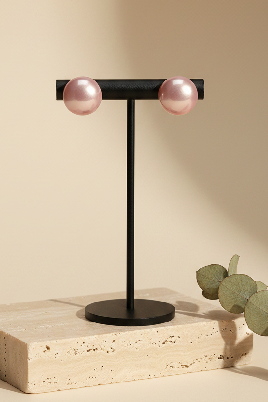 Pink Pearl Earrings - view 2
