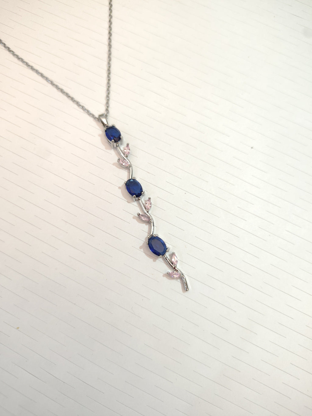 Midnight Blue Pink Whimsical Tulip Necklace - view 2