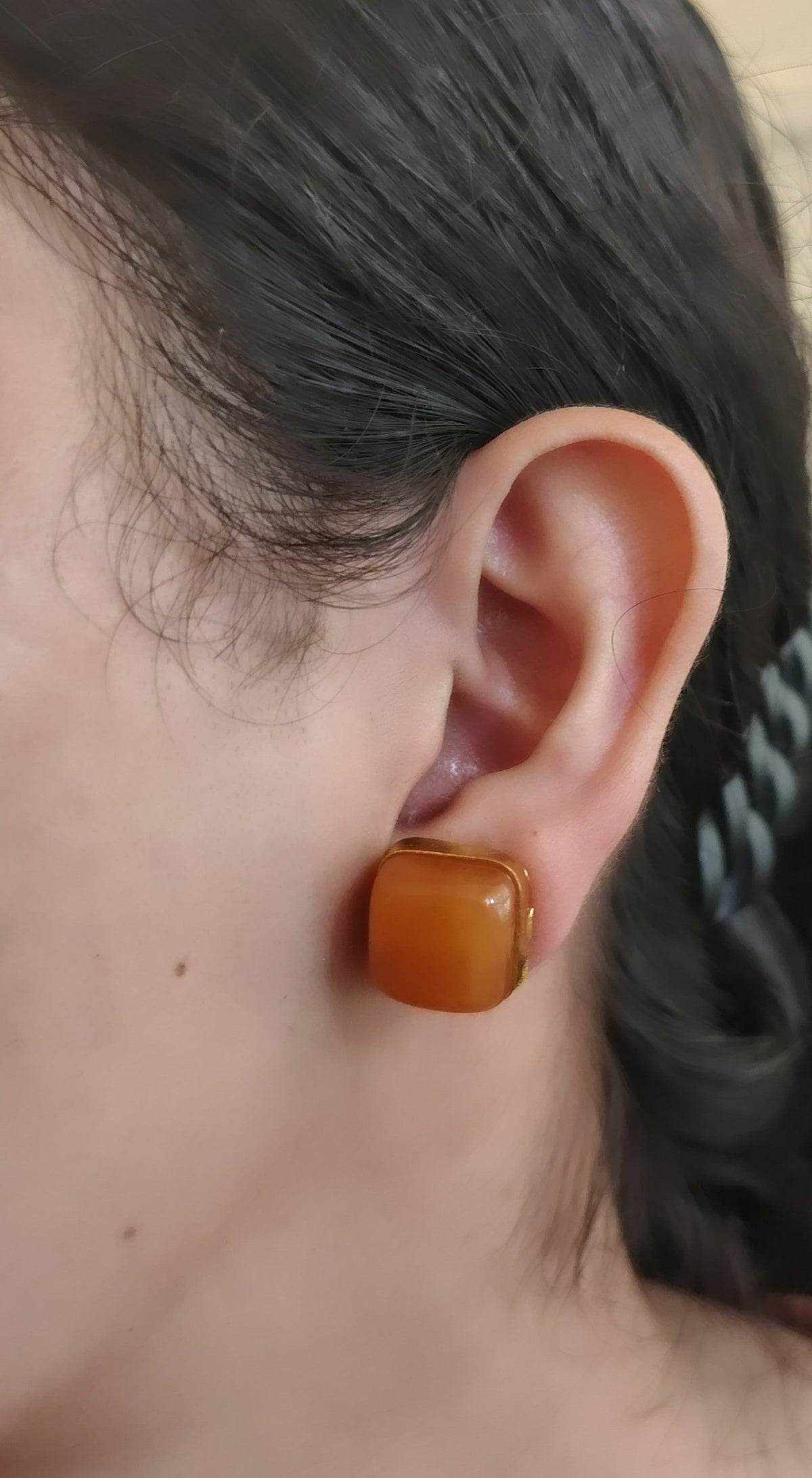 Orange Square Studs - view 2