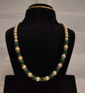Emerald Beads & Pearl Necklace With Gold Spacers
